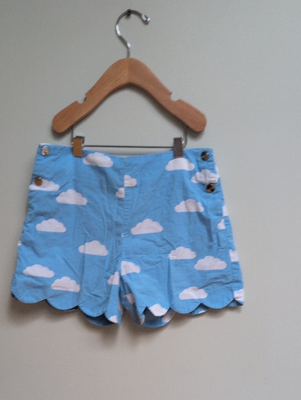 Jacadi Blue Cloud-Print Scallop Shorts